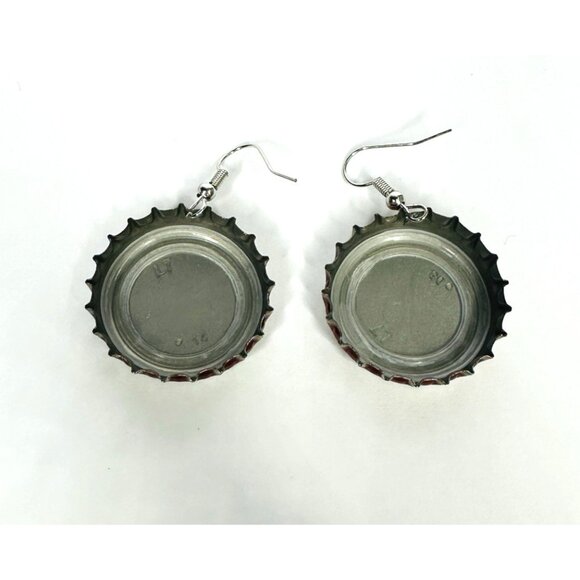 Dos Equis Beer Bottle Cap Earrings Drop Dangle Fishhook Artisan FUN! Gift! NEW! - Picture 2 of 3